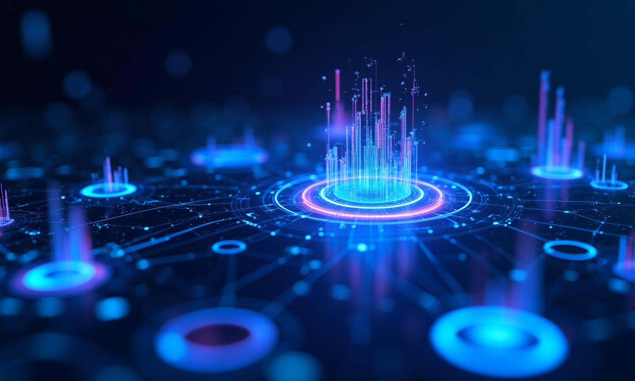 Futuristic AI interface visualizing business growth data